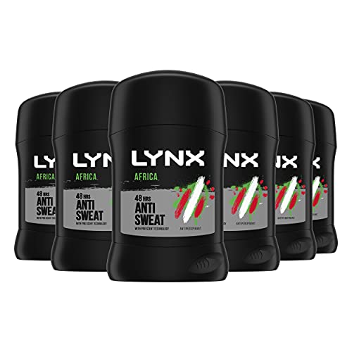 Lynx Africa 48-hour protection against odour and wetness Anti-perspirant Stick deodorant to finish your style 50 ml pack of 6
