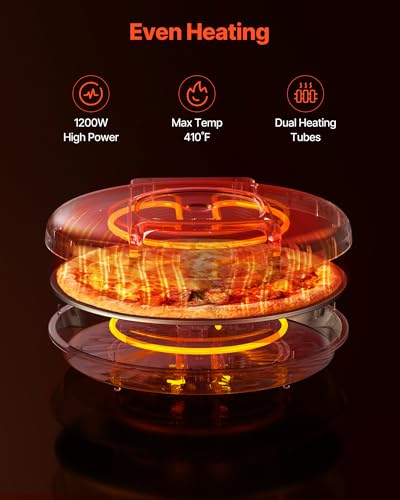Image of VEVOR Pizza Oven, 12 in Electric Pizza Maker, 1200W Electric Pizzas Cooker with Non-Stick Coating, 180 Open for Dual Side Baking, Heats up to 410 ˚F, Multi-Function Cooking, for Pizzas, Barbecue