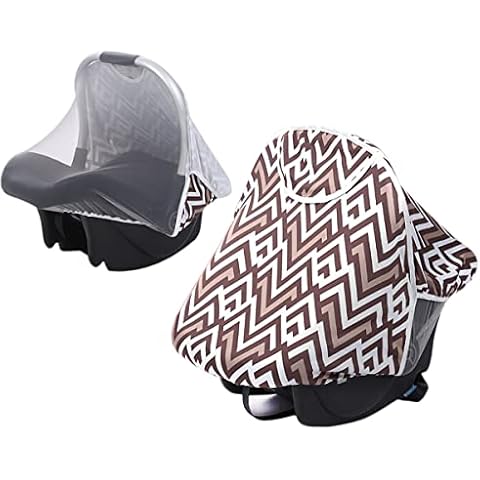 2 in 1 Universal Baby Car Seat Sunshade Insect Mosquito Net Car Seat Canopy UV Sun Protection Blackout Cover Infant Baby Carrier Cover for Maxi COSI Cabriofix Cybex Silver Cross and More Cover
