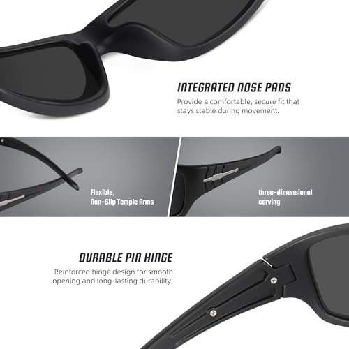 XVXV Gafas Deportivas Polarizadas para Hombre, Lentes Envolventes con Protección UV para Ciclismo, Pesca y Conducción miniatura 4