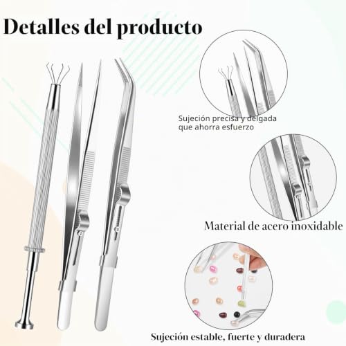 Miniatura 3 de Piercing Alicates Para Bolas, 3 Piezas De Herramienta De Piercing, Acero Inoxidable, Alicates De Bola, Perforador, Abridor De Piercing, Herramienta De Recogida, Pinzas De Garra De Prong Set Para