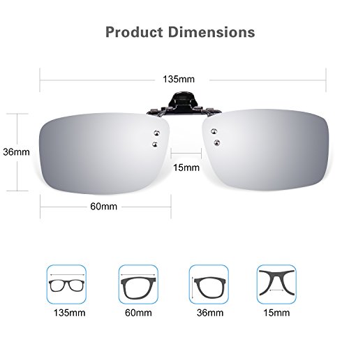 Besgoods Polarized Clip-on Flip up Metal Clip Sunglasses Lenses Glasses Driving Fishing Outdoor Sport