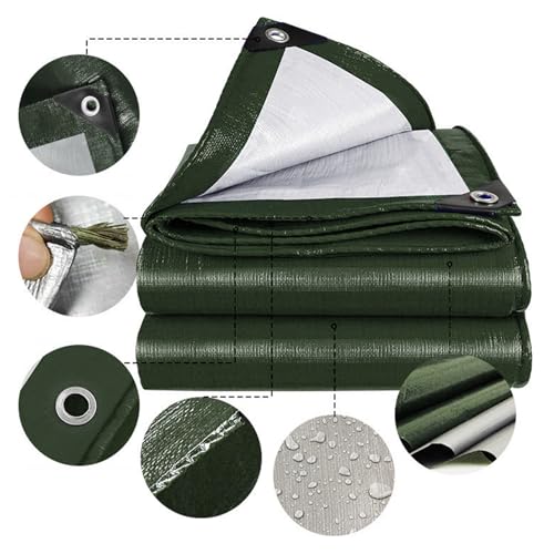 Lona Impermeable 130 x 190 cm Reforzada Antidesgarro Impermeable Lona Multiusos con Ojales Duradera Multiusos para Exteriores Leña, Jardín, Cenador, Camping, Verde - imagen 4
