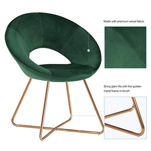 Duhome Dining Chair Chair Mid-Century Modern Upholstered Leisure Club Velvet Cushion for Living Room Bedroom Reception Area Dark Green 1pcs