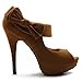 Ollio Women's Shoe Platform Open Toe High Heel Ribbon Accent Multi Color Pump