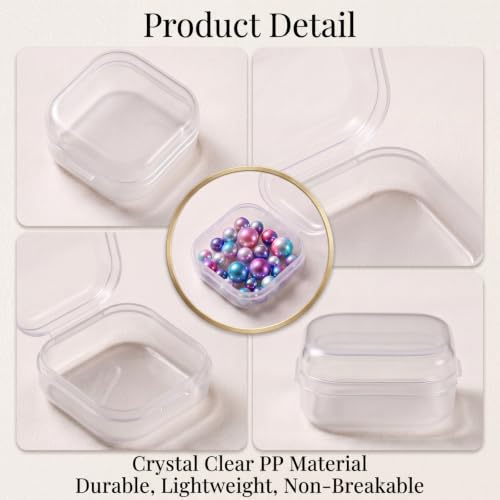 Image of 6 Pieces Mini Plastic Clear Beads Storage Containers Box for Collecting Small Items, Beads, Jewelry, Business Cards, Game Pieces, Crafts (1.37 x 1.37 x 0.7 Inch)