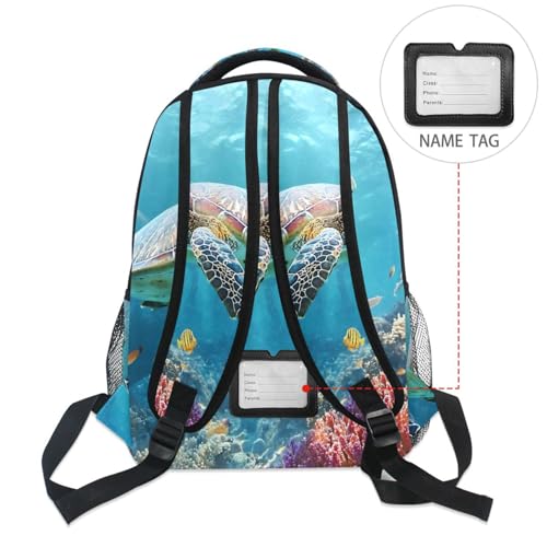 ALAZA Sea Turtle Underwater Backpacks for Girls Boys Elementary School Bag Kids Bookbag Personalized Travel Daypack 3rd 4th 5th Grade Rucksack 16in Laptop Back Pack2