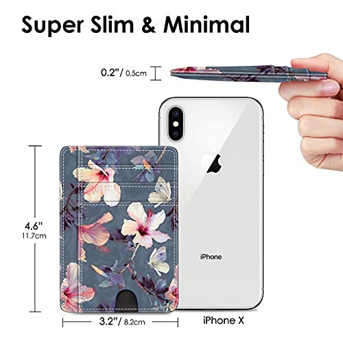 Image of FINTIE Slim Minimalist Front Pocket Wallet, RFID Blocking Credit Card Holder Card Cases with ID Window for Men Women (Blooming Hibiscus)