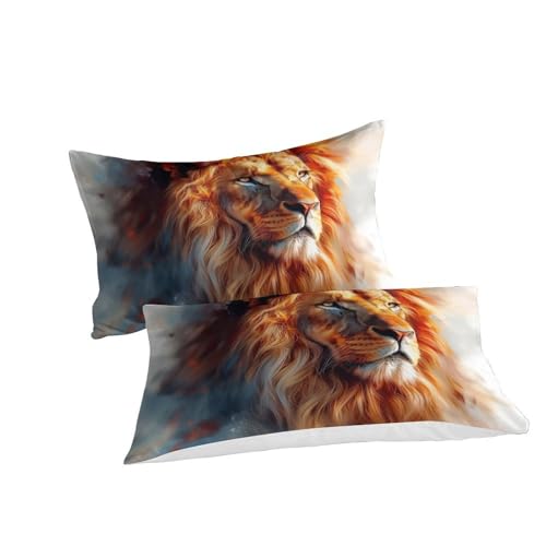 Parure de lit lion 3D microfibre douce sans repassage en 220x240cm