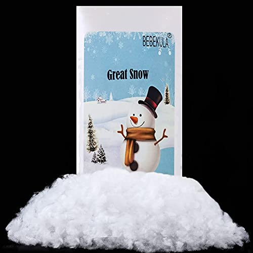 BEBEKULA Christmas Fake Snow Decor,15 oz Fluffy Snow Fiber Artificial Snow for Christmas Tree Home and Party Decorations