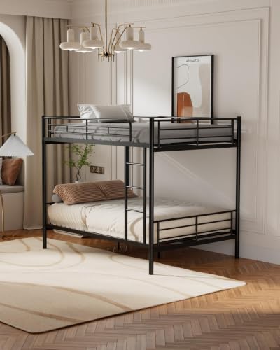Mixcous Full XL Over Queen Metal Bunk Bed with Trundle