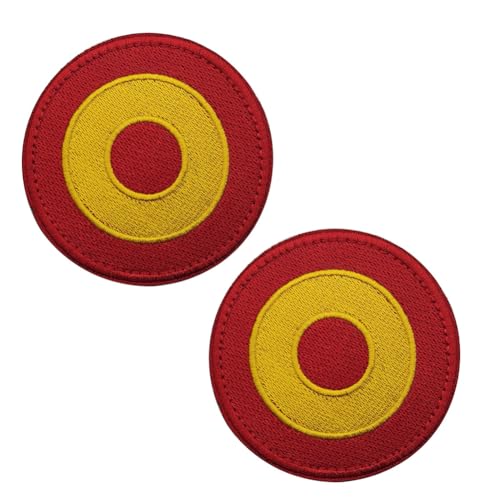 2 parches bordados de la bandera de España, apliques tácticos, insignias para coser, insignias de hombro, gancho para el hombro, para ropa, bolsas, mochila (rojo amarillo)