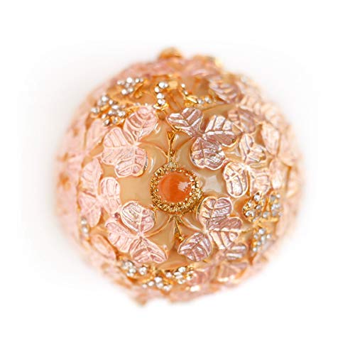 Apropos Hand-Painted Vintage Style Golden Leaves Faberge Egg With Rich Enamel And Sparkling Rhinestones Jewelry Trinket Box (Golden Pink Leaves) (Pink) #TOP2