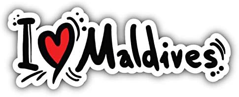 I Love Maldives Slogan Vinyl Decal Sticker Waterproof Car Decal Bumper Sticker 5"