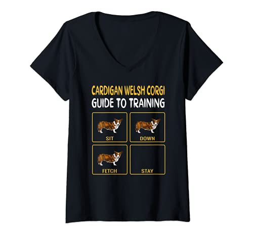 Womens Cardigan Welsh Corgi Guide To Training Dog Obedience V-Neck T-Shirt, Black