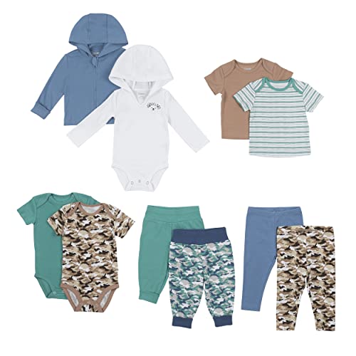 Image of Hanes unisex-baby Clothes, Flexy Warm Weather Wardrobe, Girls & Boys 10-piece Set