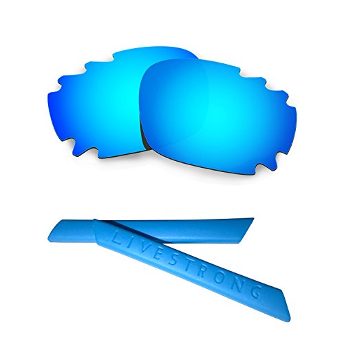 Verres polarisés bleus haute clarté et manchons silicone pour lunettes Oakley Racing Jacket Vented