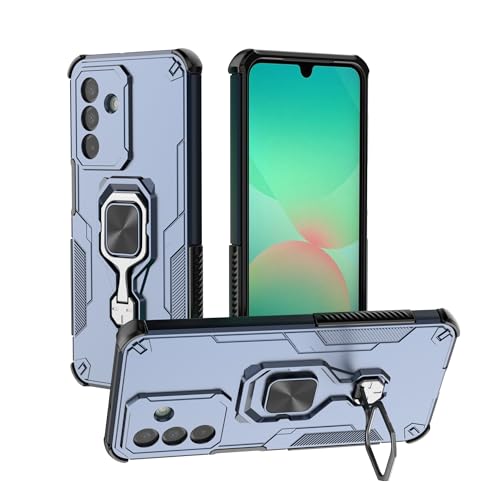 Samsung Galaxy A26 5G 6.7�C���`�Ή������ی�P�[�X�B���������O�L�b�N�X�^���h�A�ϏՌ��X�����\�t�g�G�b�W�V�F���A����~�߁A�����h�~�ی�J�o�[�t���B(Blue)