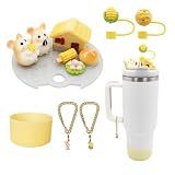 Placa de nombre personalizada para vaso H2.0 de 40 onzas, juego de accesorios para tapa de taza Stanley de lindo ratón, cubierta de placa de hielo, tapa de cubierta de popote, dijes de tapa y cadena