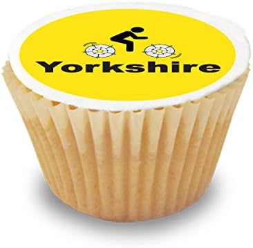 15 x Tour De Yorkshire / Cycling / Yorkshire Rose Cupcake Toppers - Pre-Cut Round Cupcake Topper Premium Quality Sugar Icing Sheet