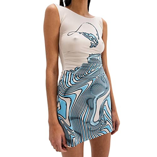 Sdghg LZM-HB-3E2-KPDJRA2 Women Tank Dresses Summer Graphic Print Sleeveless Mini Dress Slim Fit Short Dress Fashion Streetwear thumb #3