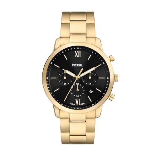 Fossil Reloj Analógico para Hombre de Cuarzo con Correa en Acero Inoxidable FS6093, Negro Ahumado