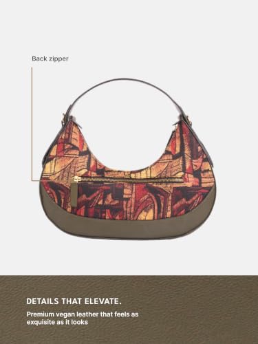 Image of ZOUK Women's Vanya Baguette | Crossbody Vegan Leather Sling Bag | Detachable Strap
