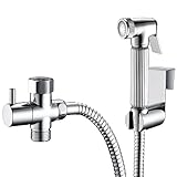 All Metal Handheld Bidet Sprayer for Toilet, Chrome | Universal T-Valve Adapter Attachment | Perfect Toilet Paper Substitute | Leak Free, DIY Installation, Built to Last with Stainless Steel and Brass
