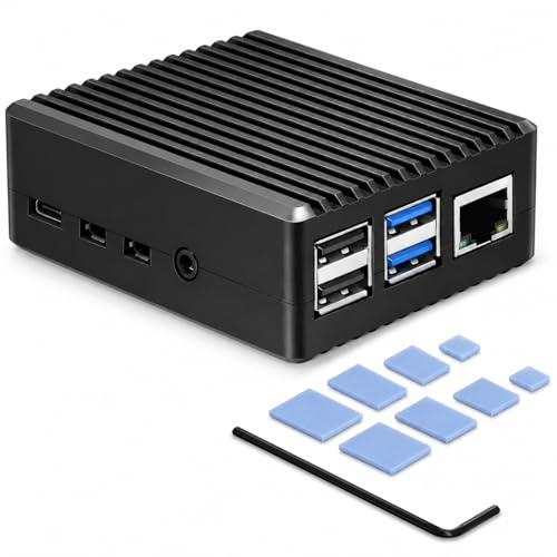 iUniker Aluminum Case for Raspberry Pi 4 Model B Fanless Passive Cooling Metal Pi 4B Case with Thermal Pads Copper Shim GPIO Cable Slot Silent Heatsink Enclosure for Raspberry Pi 4 8GB/4GB/2GB