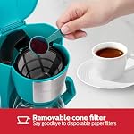 Holstein Housewares - 5-Cup Machine à café compacte, Teal - Pratique et convivial avec des fonctions de pause automatique et de service