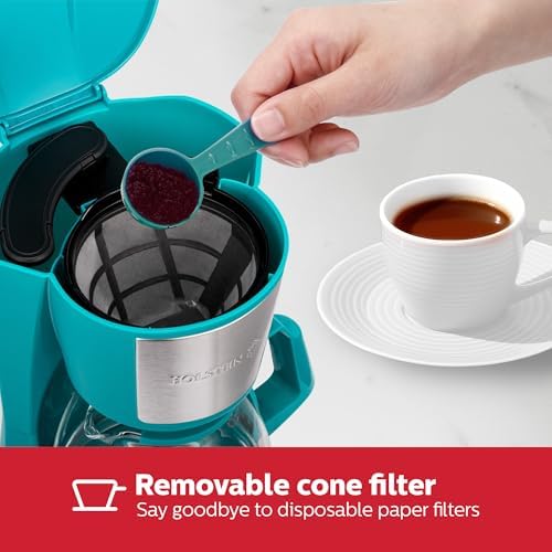 Holstein Housewares 5 Cup Drip Coffee Maker β Compact and User-Friendly with Auto Pause & Serve, Reusable Filter, Measuring Spoon & Glass Carafe, Office & Dorm Use, Teal - 2