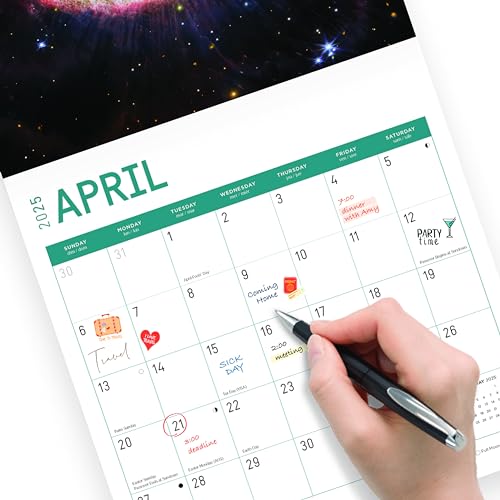 Calendário de parede mensal James Webb 2025 da Bright Day, 30,5 x 30,5 cm, exploração espacial Mily