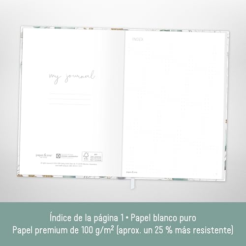 Miniatura 3 de Paper You Dotted Journal Punteado A5 Con Banda Elástica Pan De Oro 156 Páginas - Cuaderno A Puntos, Diario - Sostenible Respetuoso Con El Clima
