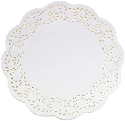 LJY 120 Pieces White Lace Round Paper Doilies Cake Packaging Pads Wedding Tableware Decoration (240mm)