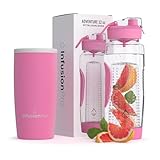 Infusion Pro 32 oz Fruit Infuser Water Bottle with Insulated Sleeve & 50 Recipe Fruit Infusion Water eBook : Bottom Loading, Large Water Infuser for More Flavor : Unique Gift Idea for Women