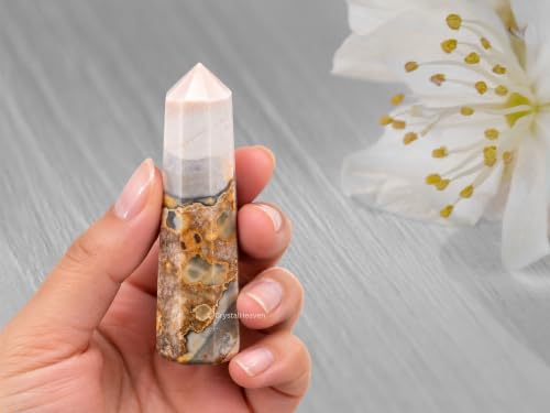 Image of Crystal Heaven Certified Conglomerate Jasper Crystal Tower Obelisk Point for Chakra, Healing and Balancing - AAA Grade Original Certified Gemstone Agate Reiki Meditation Yoga Spiritual (2-3 Inches)