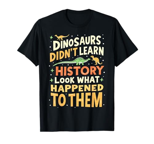 Funny Dinosaur Social Studies Teacher Student Kids Boys T-Shirt