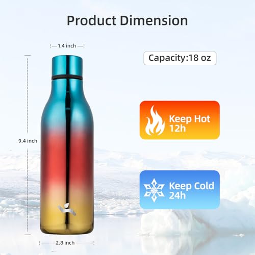 Image of Konokyo Insulated Water Bottle with Strap,18 oz Double Wall Stainless Steel Vacuum Bottles Metal Water Flask,Caribbean Sunrise