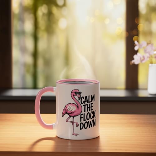Taza de Cerámica Color Rosa y Blanco de 11 Onzas miniatura 3