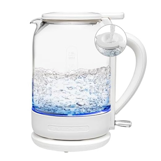 OVENTE Electric Glass Kettle 1.5 Liter 1500W Instant Hot Water Boiler Heater with ProntoFill Tech, Boil-Dry Protection, Automatic Shut Off, Fast Boiling for Tea & Coffee, White KG516W
