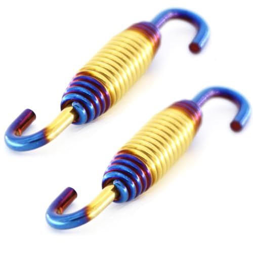 2 Stück 58mm Motorrad Auspuff Feder, Auspufffeder Haken Motorrad Feder Motorrad Auspuff Mittelrohre Federn Edelstahlfedern Schwenkbare Federn Universalmotoren Teile
