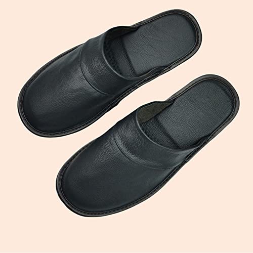 Mens Genuine Leather Slippers Non Slip Home Bedroom Shoes House Slipper Comfy Indoor Outdoor Shoes Slippers Unisex (Color : A, Size : 43/44)3
