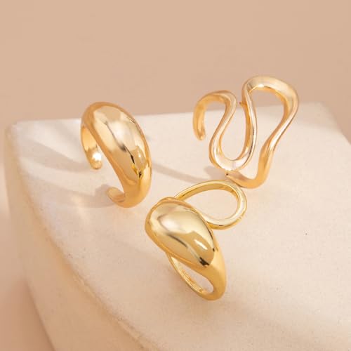 Image of Shining Diva Fashion Stylish Trendy Finger Rings Set for Women & Girls | Chunky Minimal Statement Ring Combos Modern Elegant Jewellery Collection