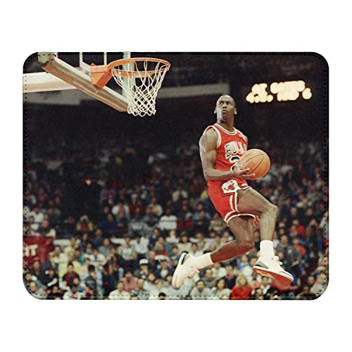 French Unicorn Tapis de Souris Aspect Cuir Michael Jordan Dunk Contest 1988 Reverse Basketball - 22 x 18 cm
