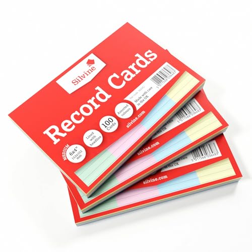 Silvine A6 (6x4) 300 Multi Coloured Index Revision Cards - 3 Packs x 100