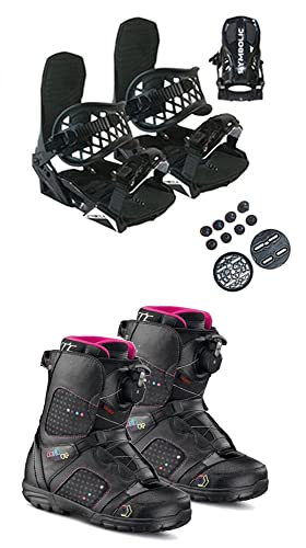 Northwave Grace Boa Snowboard Boots & Symbolic Bindings Women's Girls Package Z56 5 5.5 Black Pink