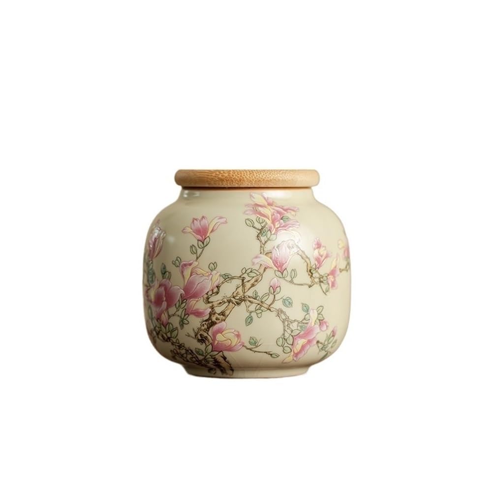 CHENGAIJIAN Tea Canister Ru Kiln Loose Tea Storage Jar Ceramic Containers With Lid, Small Coffee Sugar Organizer