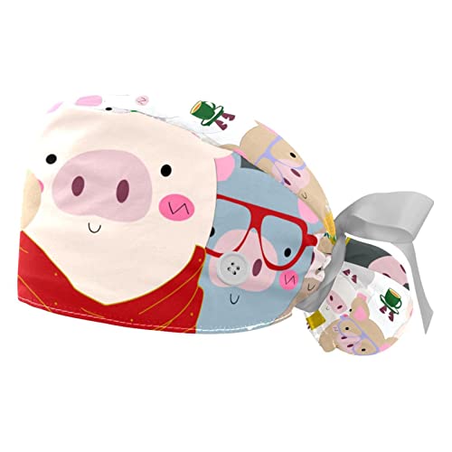 Chapeaux de Travail JDEZ Anti-Transpiration et Ajustables Motif Cochon