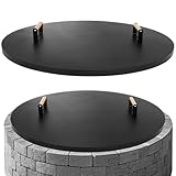 G GOOD GAIN Firepit Lid Round 34inch - Rust Resistant Fire Pit Lid Cover with...