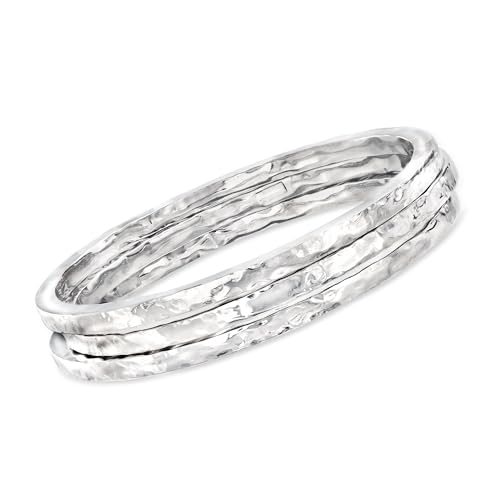 Ross-Simons Italian Sterling Silver Jewelry Set: 3 Hammered Bangle Bracelets